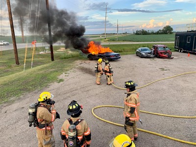 Members training on vehicle fires